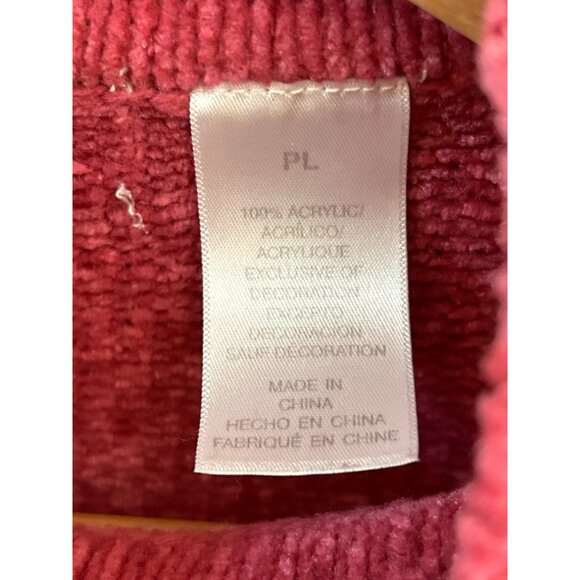 Vintage Pink Retro Chenille Mock Neck Sweater Embroidered Flowers Large Cottage - Picture 4 of 6